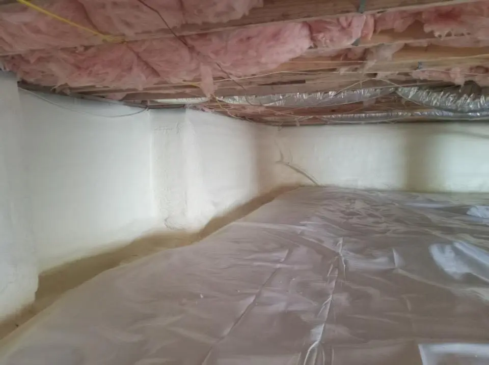 Crawl space encapsulation with closed-cell spray foam for Spray Foam Roofing in Webster